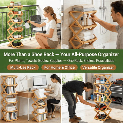 Instant-Use Bamboo Rack – 9 Tiers, No Tools Needed🌿👟