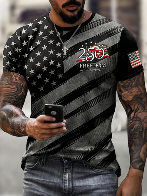 Men's Patriotic American Flag Print T-shirt
