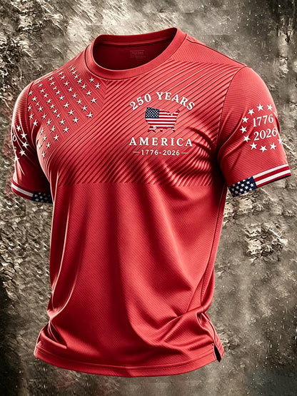Men's Patriotic American Flag Print T-shirt