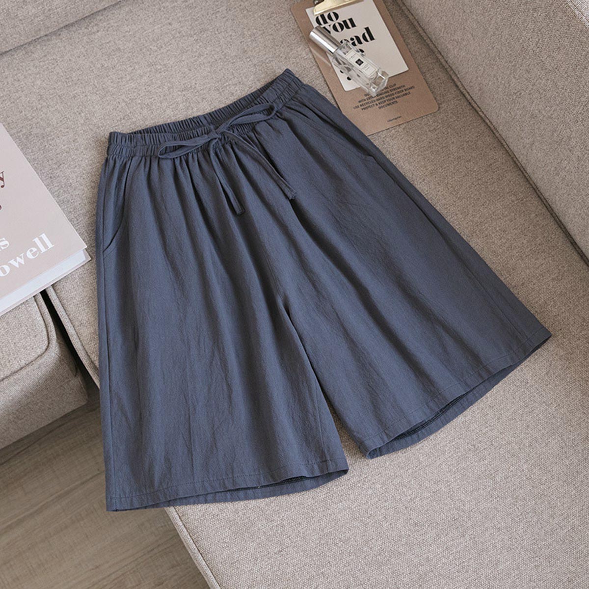 Women's Solid Color Casual Loose Cotton Shorts