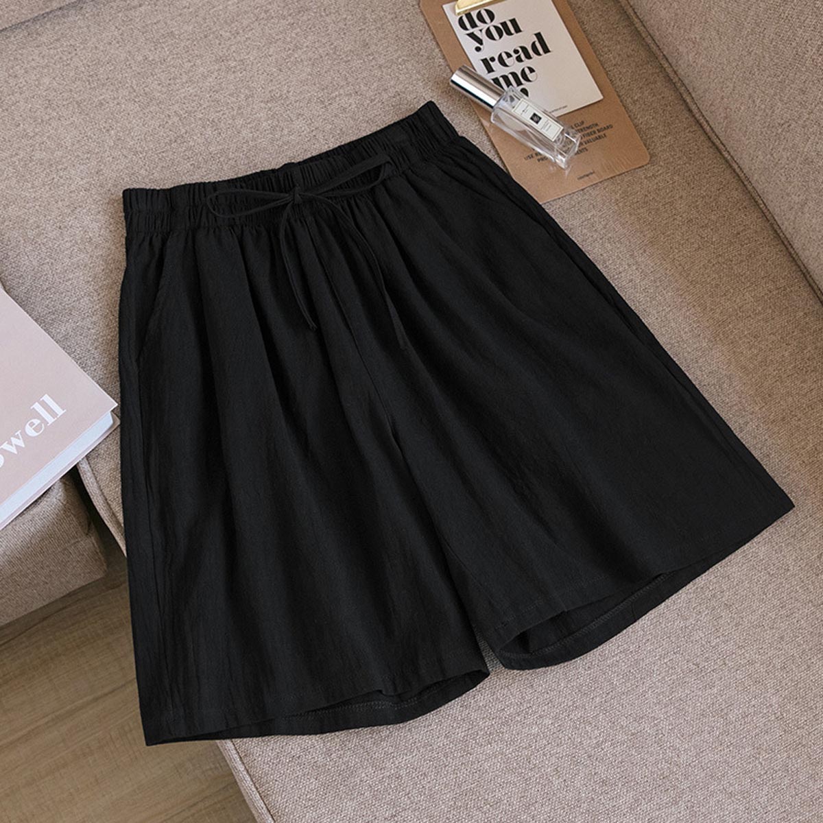 Women's Solid Color Casual Loose Cotton Shorts