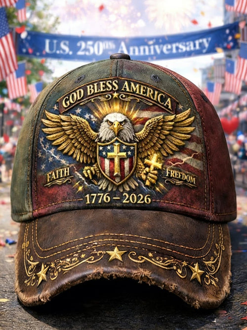 Eagle & Liberty & Cross United States 250th Anniversary Art Print Baseball Cap
