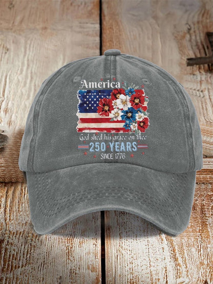 Unisex 250th Anniversary National Flag Floral Print Hat