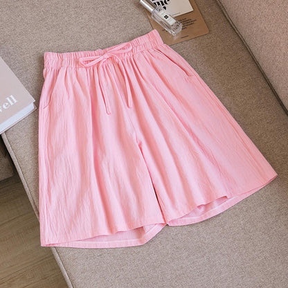Women's Solid Color Casual Loose Cotton Shorts