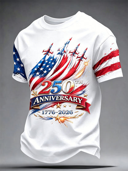 Men'S Retro American Independence Day Printed Short Sleeved T-Shirt