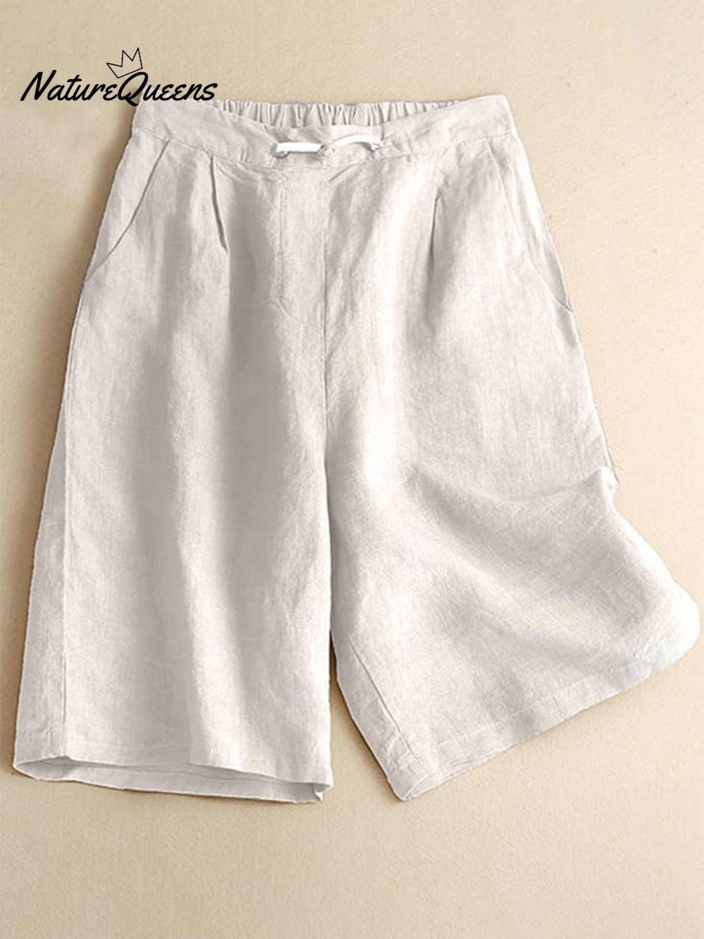 Loose Casual Cotton Linen Wide Leg Capris