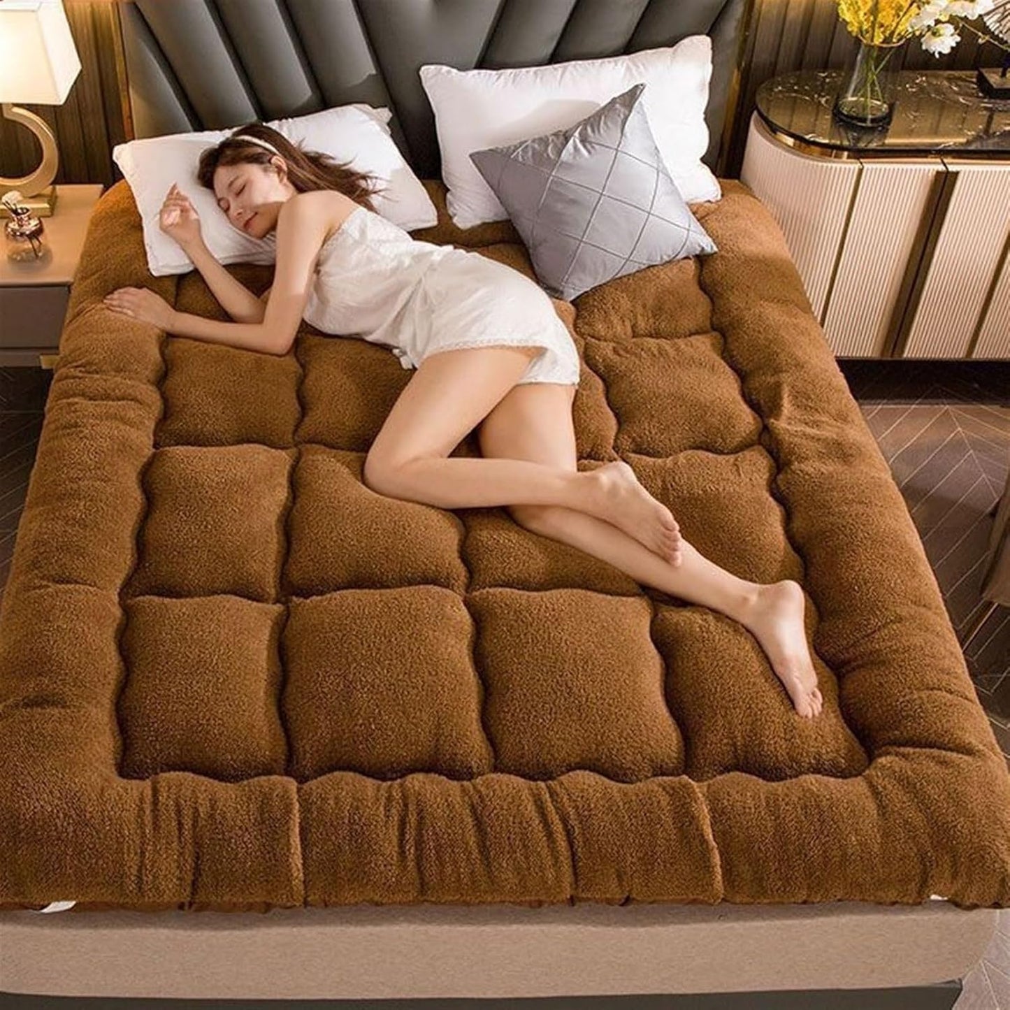 Folding Roll Up Mattress Sleeping Pad, Camping Portable Mattress, Sofa Bed Mattress, Double Plush Single Twin Mattress