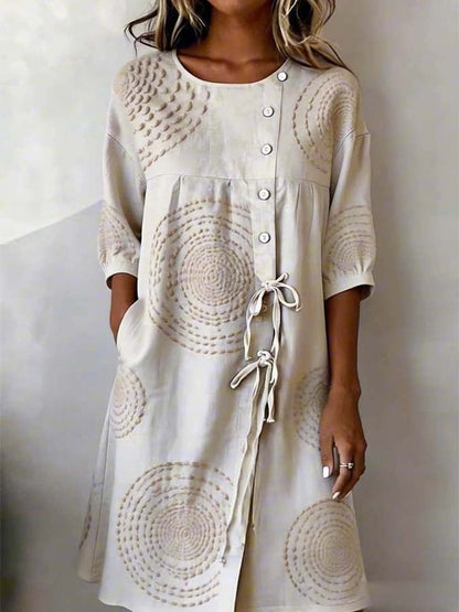 Women'S Casual Color-Block Printed Dress