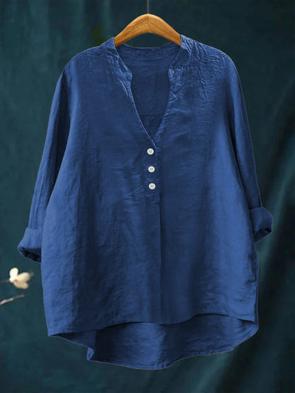 Women's Casual Cotton and Linen Shirt