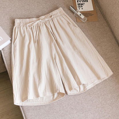 Women's Solid Color Casual Loose Cotton Shorts