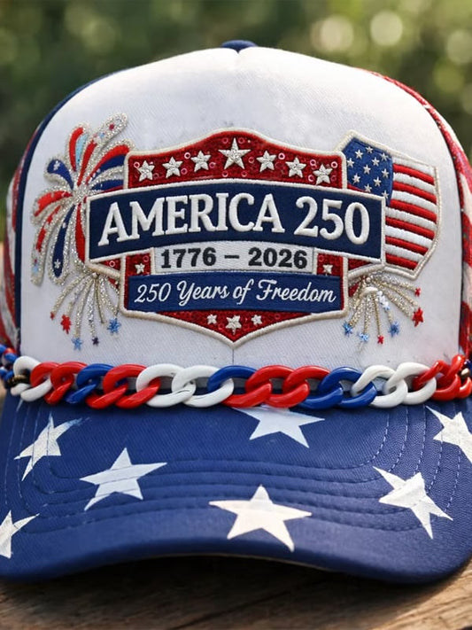 Unisex Casual Hat With American 250th Anniversary Commemorative Print.