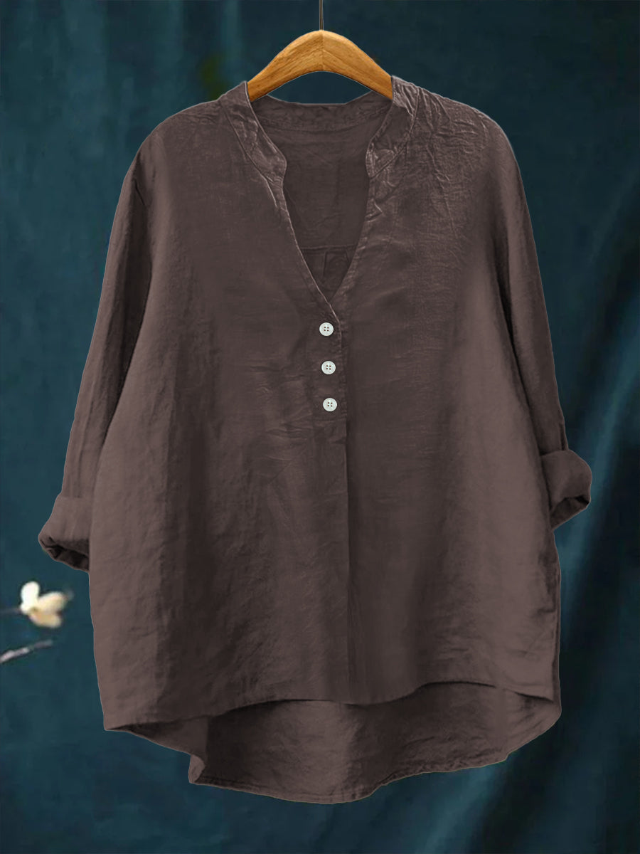 Women's Casual Cotton and Linen Shirt