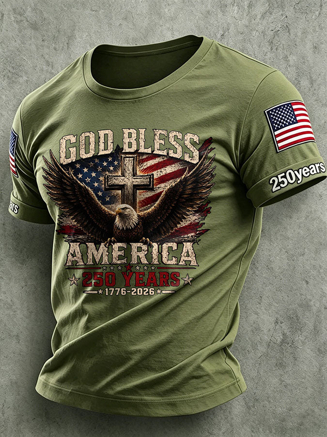 Men'S America Flag Printed Casual T-Shirt