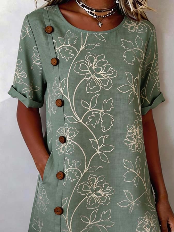 Women'S Casual Color-Block Printed Dress