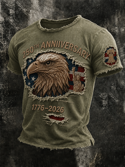 Men'S Vintage American Independence Day Printed T-Shirt
