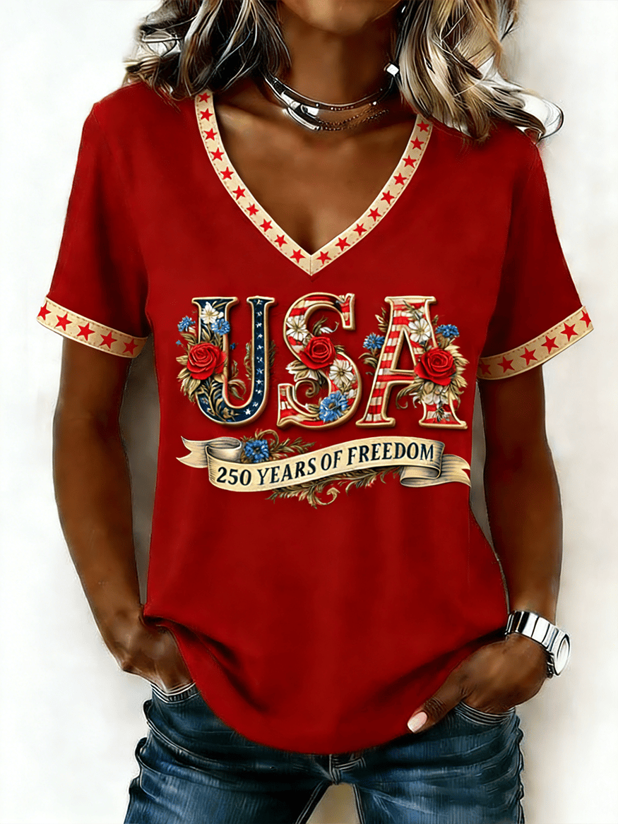 Women's American 250th Anniversary Print Crew Neck Top