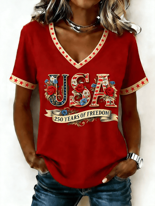 Women's American 250th Anniversary Print Crew Neck Top