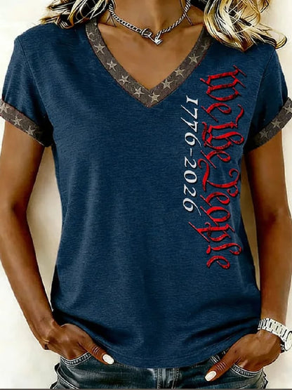 Women's Casual American 250th Anniversary Print T-shirt