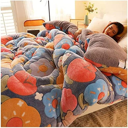 Thick warm cashmere blanket bedding hollow fiber down quilt