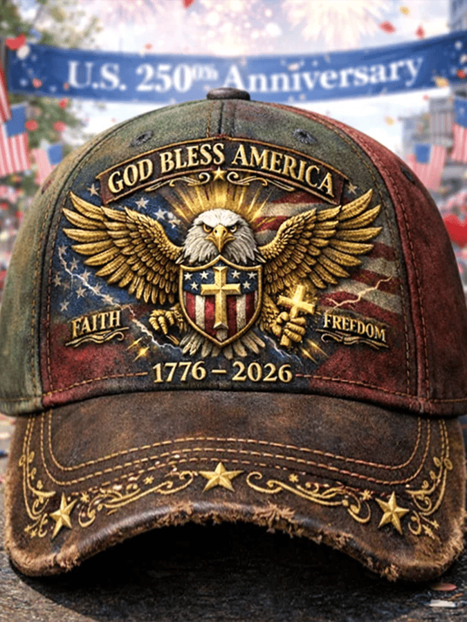 Eagle & Liberty & Cross United States 250th Anniversary Art Print Baseball Cap