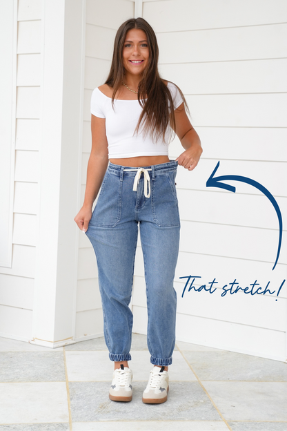 High Rise Medium Wash Joggers