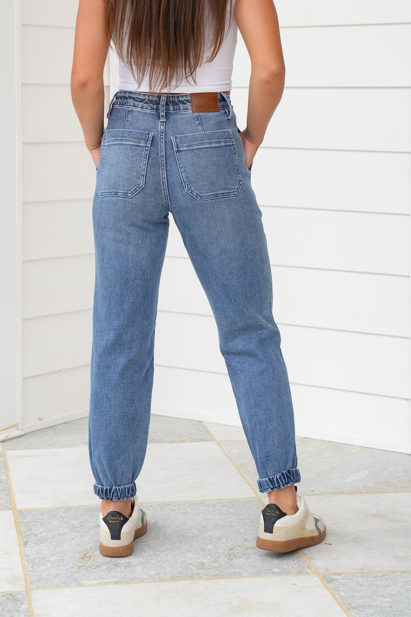 High Rise Medium Wash Joggers