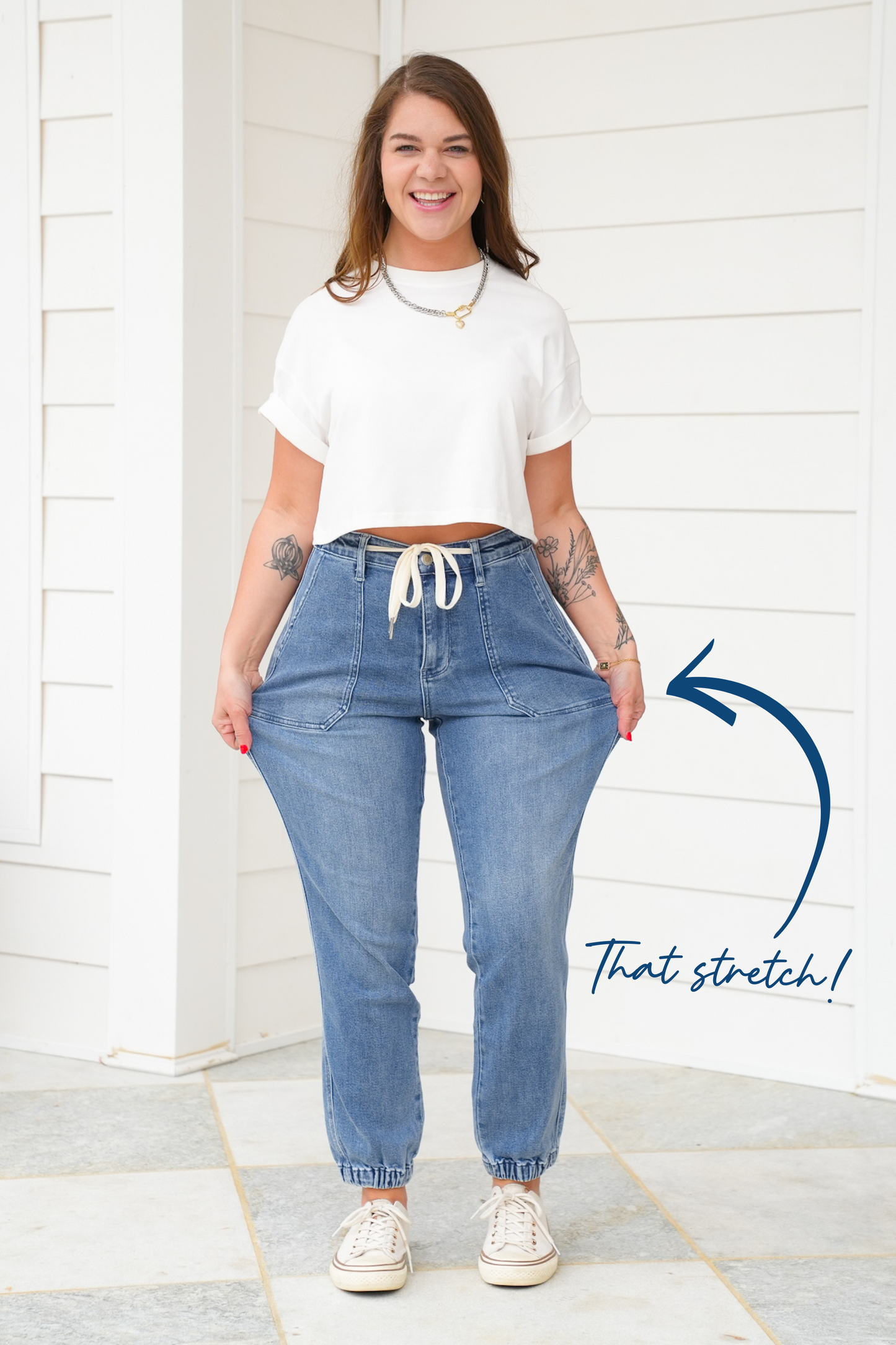 High Rise Medium Wash Joggers
