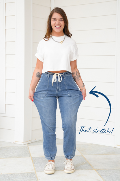 High Rise Medium Wash Joggers
