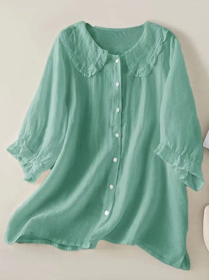 Women‘s Peter Pan Collar Cotton Shirt