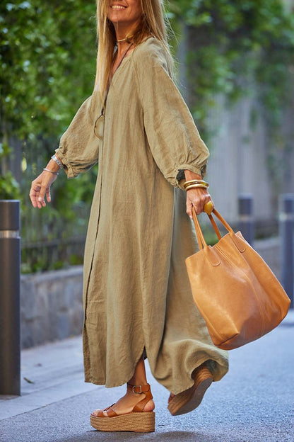 Luna's Serene Escape Buttoned Maxi Dress