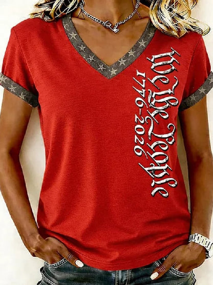 Women's Casual American 250th Anniversary Print T-shirt