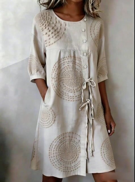 Women'S Casual Color-Block Printed Dress