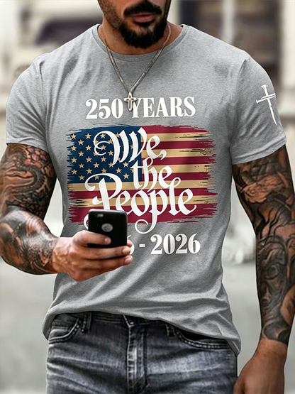 Men'S Casual American 1776-2026 Anniversary Printed Short Sleeved T-Shirt
