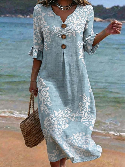 Women's Casual V-Neck Printed Dress