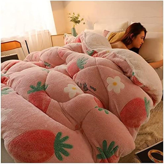 Thick warm cashmere blanket bedding hollow fiber down quilt