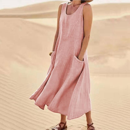 🔥50% Off Sale! Women's Sleeveless Cotton And Linen Dress