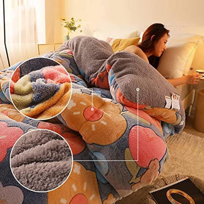 Thick warm cashmere blanket bedding hollow fiber down quilt