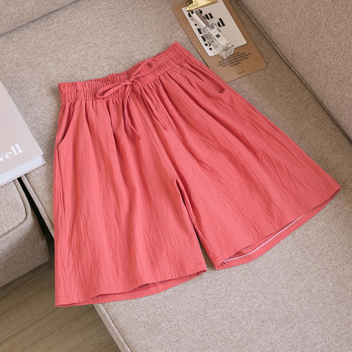 Women's Solid Color Casual Loose Cotton Shorts