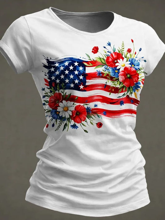 Women's Casual American 250th Anniversary Print T-shirt