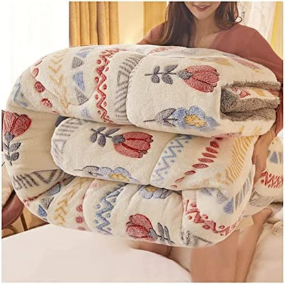 Thick warm cashmere blanket bedding hollow fiber down quilt