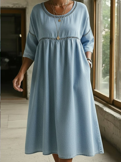 Casual Webbing Denim Dress