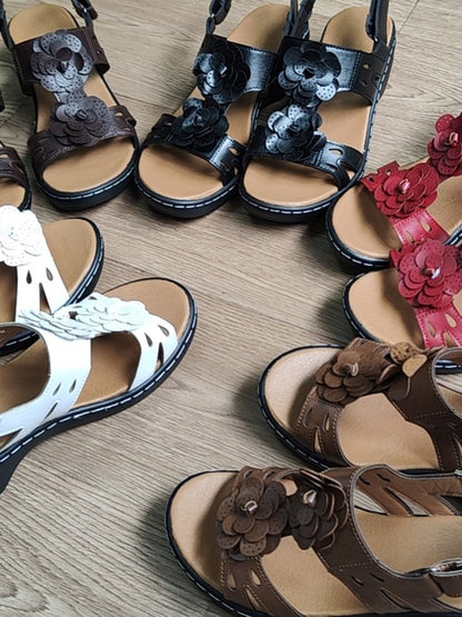 3D Floral Hollow Breathable Casual Velcro Sandals