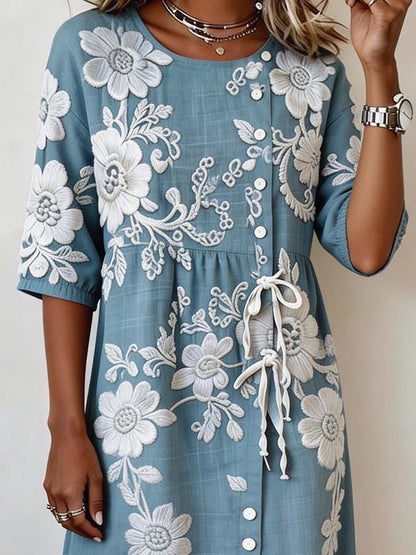 Women'S Casual Color-Block Printed Dress