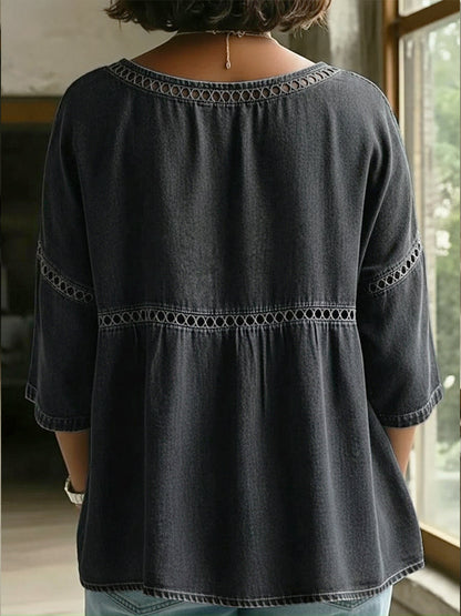 Casual Webbing Denim Top