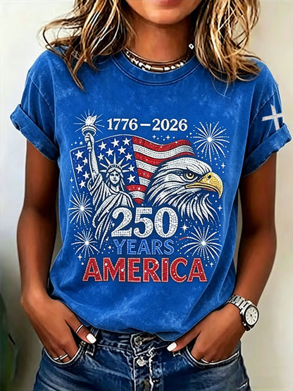 Women'S  America Flag Printed Casual T-Shirt