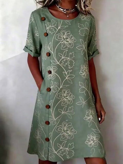 Women'S Casual Color-Block Printed Dress