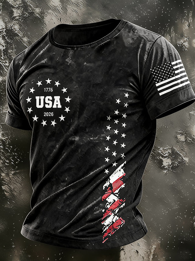 Men'S America Flag Printed Casual T-Shirt