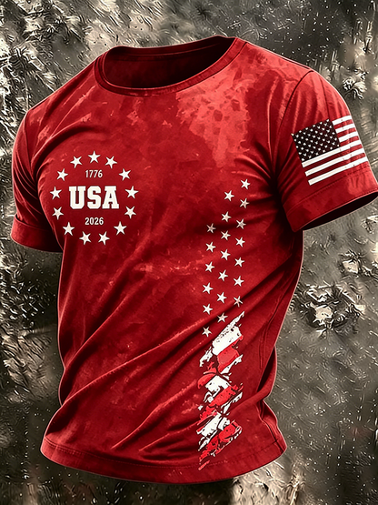 Men'S America Flag Printed Casual T-Shirt
