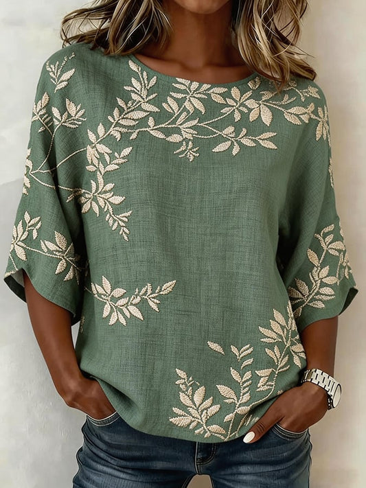 Women's Casual Round Neck Printed Short-Sleeve Top