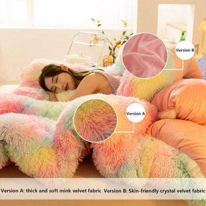Luxury Plush Mink Thick Faux Fur Quilt, Lightweight Breathable Warm Thick Bed Quilt, Modern Casual Super Soft Four Seasons Fluffy Bedding